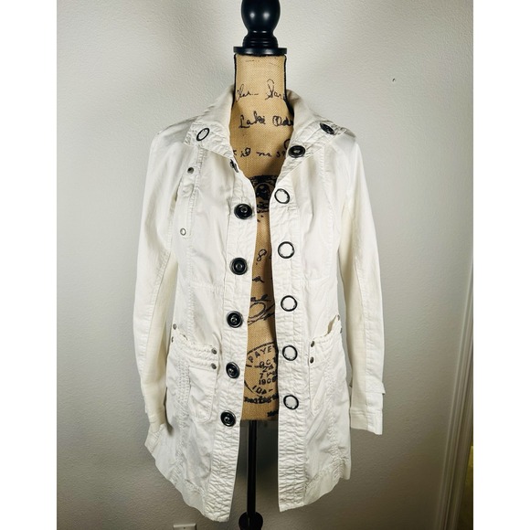 Free People Jackets & Blazers - Free People Snap Down Trench Coat Womens 4 Cream White Overcoat